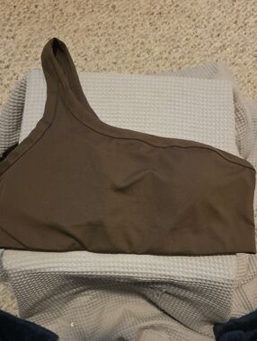 All In Motion One-Shoulder Brown Crop Top